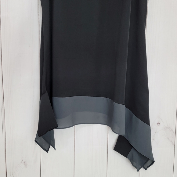 H by Halston Satin Color Block Asymmetrical Hem Tunic Dress - Picture 4 of 9